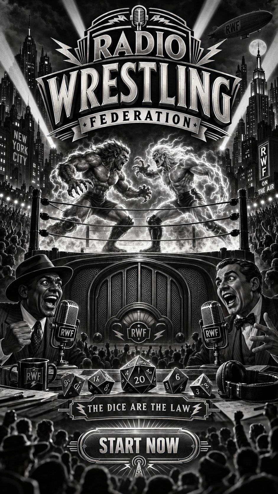 Radio Wrestling Federation. The Dice Are The Law. Start Now.